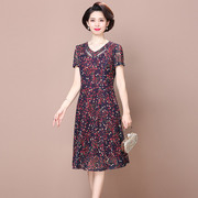 妈妈夏装连衣裙高贵气质台湾纱，品牌中老年高端宽松大码裙子