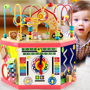 3到4岁早教益智认知趣味玩具木制多功能智立方多面体百宝箱盒玩具