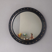 欧式美式浴室镜装饰镜复古铜黑色，深蓝玄关镜壁饰墙壁挂镜子化妆镜