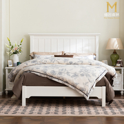 现代简约白色实木床主卧美式床1.5米次卧双人床女生儿童床欧式