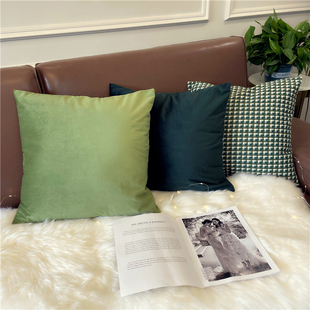 绿色系高级抱枕套北欧轻奢复古沙发客厅现代靠枕床头靠背垫天鹅绒