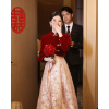 新中式订婚服女秋冬敬酒服新娘平时可穿婚服红色，套装旗袍回门礼服