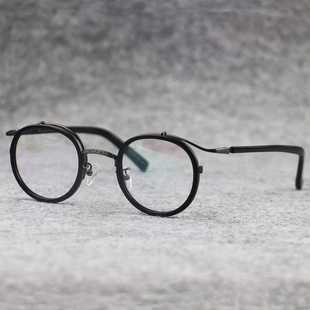 日系手工圆形眼镜框vintage潮人复古配近视眼镜架，男女士文艺板材