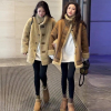 冬装两面穿加厚立领外套女2023韩版宽松显瘦保暖机车服高级感