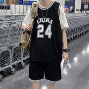 2024夏季篮球服男套装假两件运动服科比训练服短袖短裤两件套