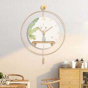 日式原木风餐厅装饰画时钟表挂画组合客厅新中式软装创意挂钟挂饰