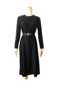 vintage链接古着复古黑色气质长款修身连衣裙质感蕾丝刺绣