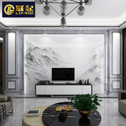 新中式电视背景墙瓷砖，现代简约微晶石影视，墙大理石背景墙装饰边框
