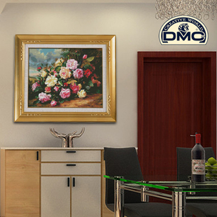 dmc植物花卉十字绣专卖清爽印花客厅花草系列油画玫瑰