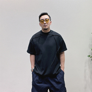 日系文艺复古休闲短袖T恤男夏季宽松圆领立体剪裁设计感流行半袖