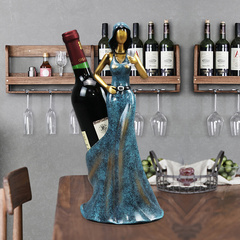 客厅酒柜家居装饰品树脂工艺品摆设 创意欧式美女折扇红酒架摆件