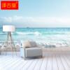 地中海电视背景墙壁纸2021卧室客厅沙发蓝天白云海景沙滩壁画