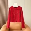 新中式国风双面羊绒大衣女短款春季高级感红色盘扣羊毛呢外套