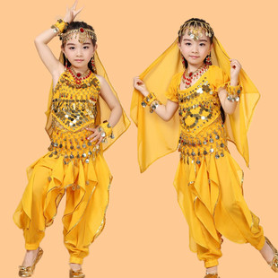 儿童印度舞演出服女童，肚皮舞表演服六一少儿天竺民族新疆舞蹈服装
