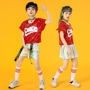 六一儿童啦啦队演出服女童爵士，舞蹈服小学生运动会，服装亮片中国风