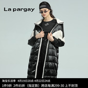 Lapargay纳帕佳2023女装秋冬季黑色中长款保暖加厚羽绒服外套