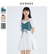 gcrues小清新连衣裙女装2024年短款气质裙子套装夏季小个子甜