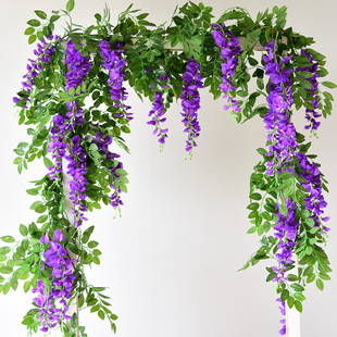仿真紫藤花装饰花假花，藤条吊顶藤蔓，吊花塑料花串绿植空调管道遮挡