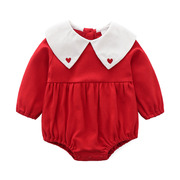 婴儿服装可爱蕾丝哈裙连体衣，三角长袖纯棉哈衣0-12个月