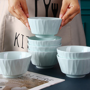家用吃饭碗陶瓷青色简约纯色青瓷5英寸小碗加厚方碗面碗餐具