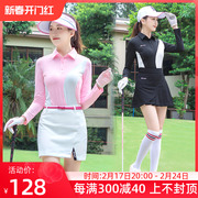 高尔夫春夏服装女款长袖t恤polo衫防晒速干撞色显瘦运动球服上衣
