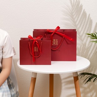 喜糖盒子婚礼手提袋红色袋，中式伴手礼，礼物包装袋回礼袋纸袋