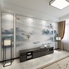 新中式墙画意境壁纸山水顺风顺水客厅电视背景墙自粘风景壁画订制