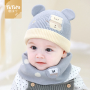 婴儿帽子秋冬季新生婴幼儿，男宝宝保暖针织帽冬天女儿童护耳毛线帽