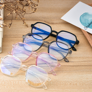 日系防蓝光平光镜可配近视眼镜框TR镜架多边形耐用耐摔素颜文艺风