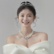 珍珠水晶公主精致简约清新欧式新娘女生十八岁生日发饰王冠