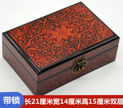 山西平遥推光漆器首饰盒木质复古中式木质实木化妆盒中国风带