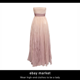 ebay原创设计高级感气质漂亮渐变色宴会礼服抹胸，网纱连衣裙仙女风