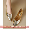 kmeizu今年流行的金属风小单鞋，女春尖头低跟平底鞋海航空姐鞋