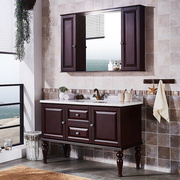 美式橡木浴室柜组合落地式洗手台面盆柜实木，镜柜洗漱台卫生间