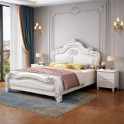 美式床实木双人床白色，公主床轻奢床约双人床，18m主卧储物床
