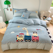 纯棉儿童床上用品四件套全棉男孩，男童卡通床品三件套床单被套1.2
