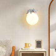 壁灯睡熊月兔太空人创意个性卧室床头吊灯法式奶油风儿童房间灯具