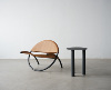 黑山极简原创北欧设计师室内休闲椅简约牛皮椅子侘寂风沙发椅单椅