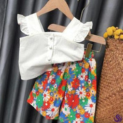 女宝宝夏装2020年夏天女童背心套装，两件套2一4岁婴儿短裤公主韩。