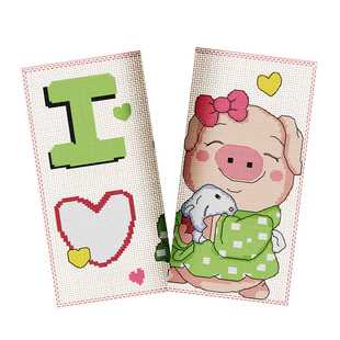 十字绣钱包自己绣男女礼物送礼情侣长短款剪可爱猪猪宝宝