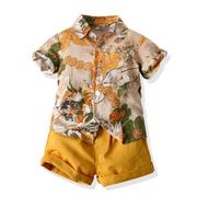 跨境童装沙滩多色花衬衫，男童短裤两件套baby夏威夷风速卖通热批