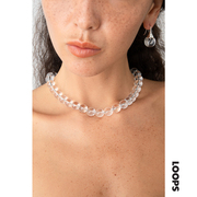 loopsshop项链女高级设计感小众度假风，颈链轻奢透明白水晶锁骨链