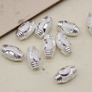 990纯银DIY银饰品配件珠子磨砂橄榄散珠足银弯