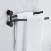 全铜毛巾挂双杆毛巾杆旋转挂衣杆浴室卫生间壁挂件黑色毛巾架