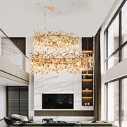 后现代水晶树枝全铜吊灯美式别墅餐厅大气创意个性设计师客厅灯具