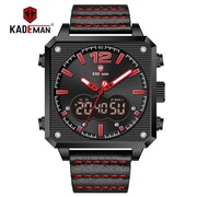 男K9038防水皮带手表士双机芯多功能运动KADEMAN卡德曼方形