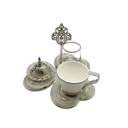 土耳其咖啡进口咖啡杯玻璃水杯套装带托盘复古宫廷风精致雕花