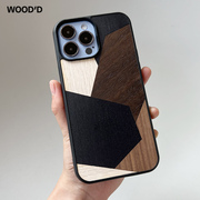 意大利进口wood'd适用苹果iPhone14 pro max实木质手机壳13复古手工拼贴原木全包防摔保护套小众艺术家欧美潮