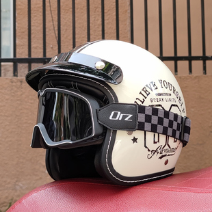 3c认证orz复古摩托车头盔，男女电动踏板半覆式34半盔四季情侣小牛