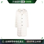 香港直邮JIL SANDER 女士奶油色连帽纯棉拉链长款羽绒服 JPPT4406